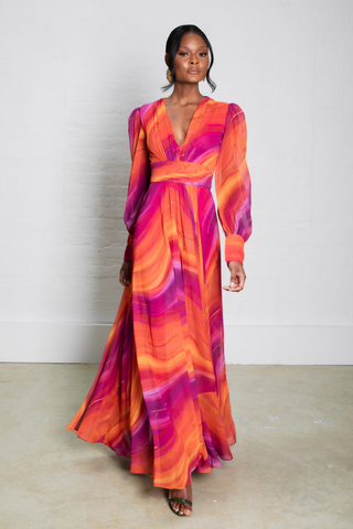 Selenaa Dress Orange Print