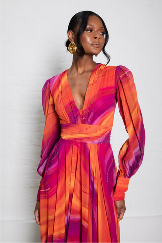 Selenaa Dress Orange Print