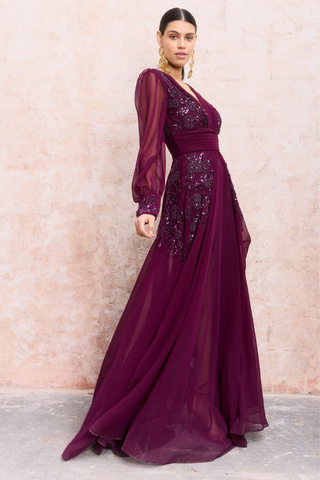 Long plum dress online