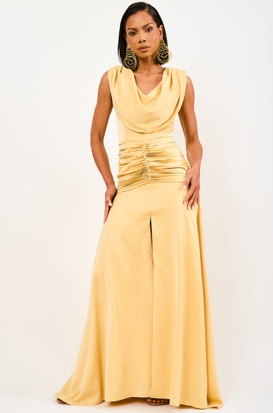 Virgos lounge rahaya contrast embellished maxi dress in mustard Clearance