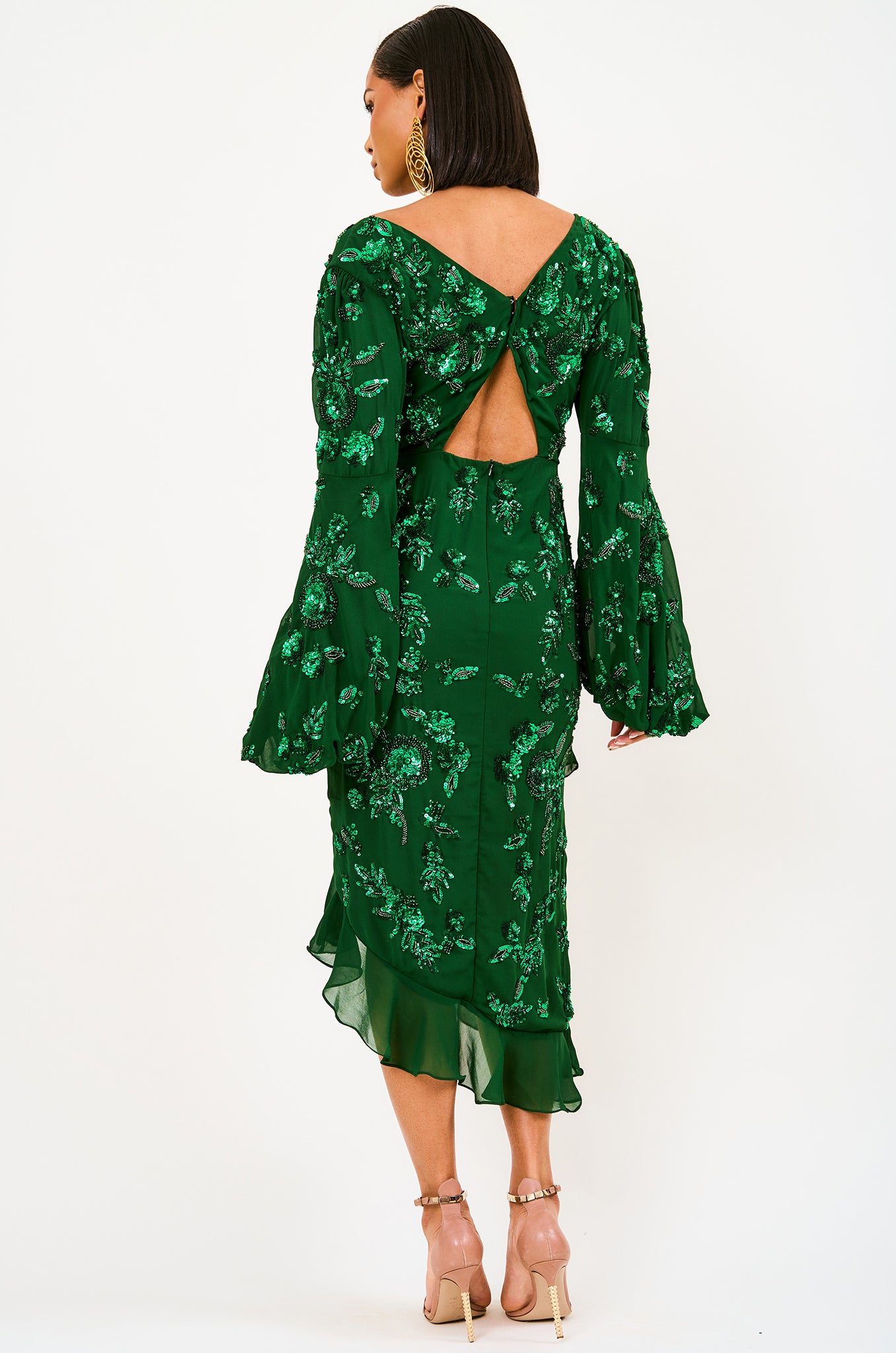 Midi dress with bell sleeves hotsell
