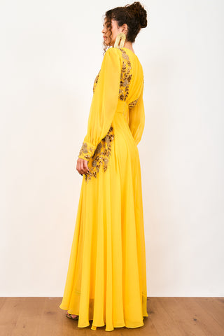 Virgos lounge rahaya contrast embellished maxi dress in mustard Clearance
