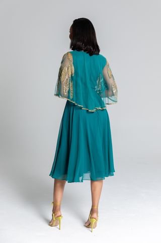 Ursula Green Cape Dress