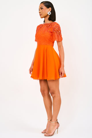 Denise Mini Skater Dress Orange