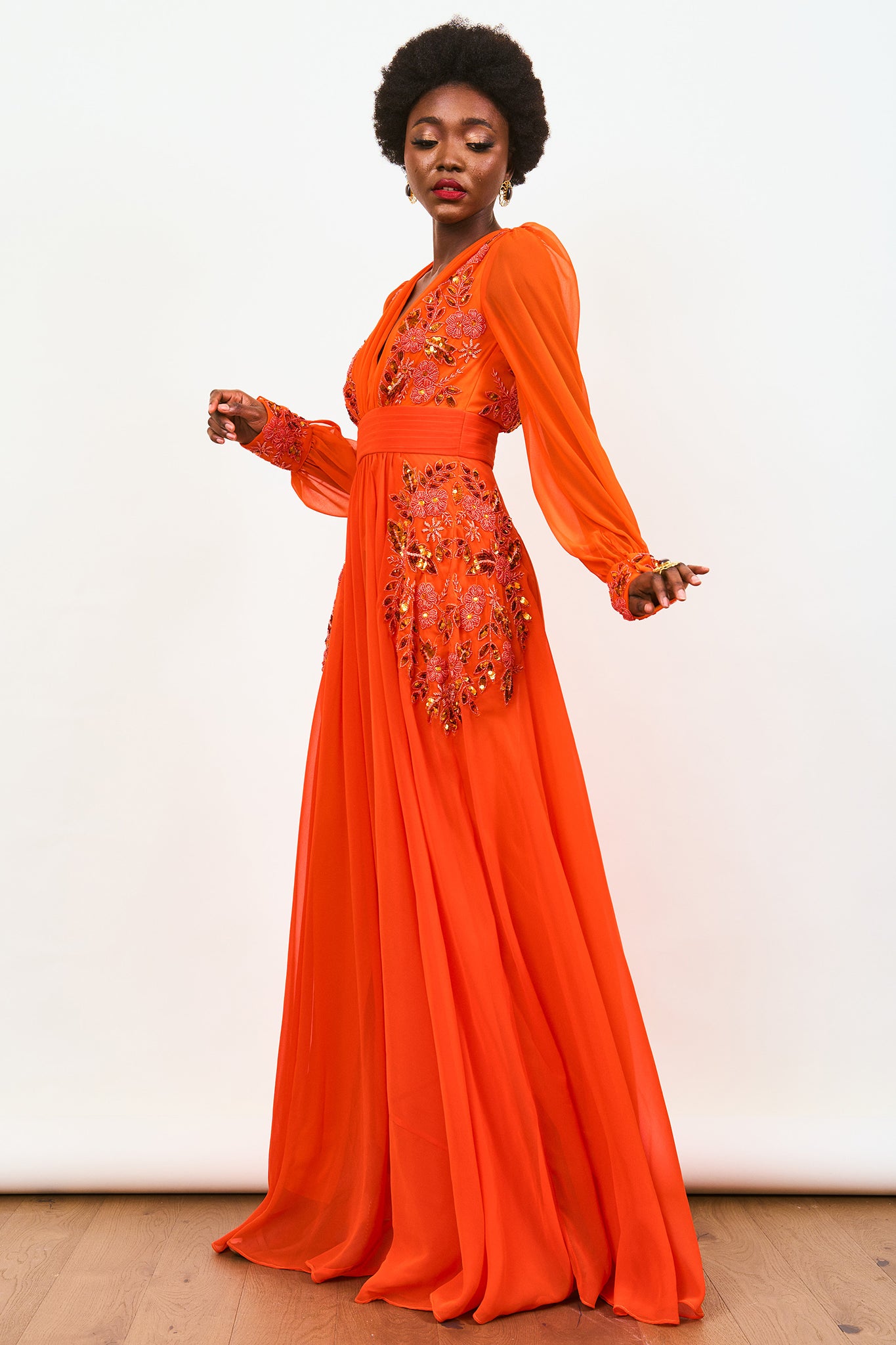 Burnt orange online floor length dress